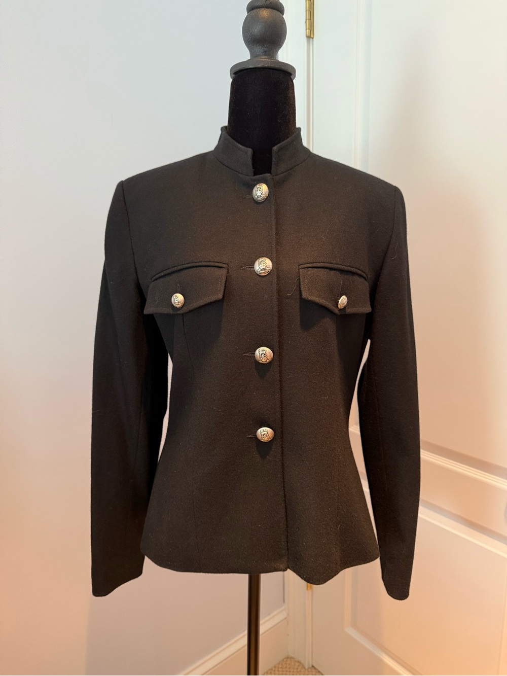 Vintage Black Military-Style Women's Jacket